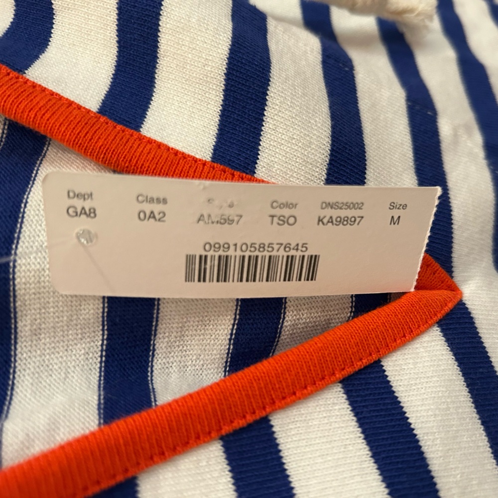 J. Crew women’s medium Tipped V-neck hoodie in striped Mariner cloth NWT - Picture 8 of 9